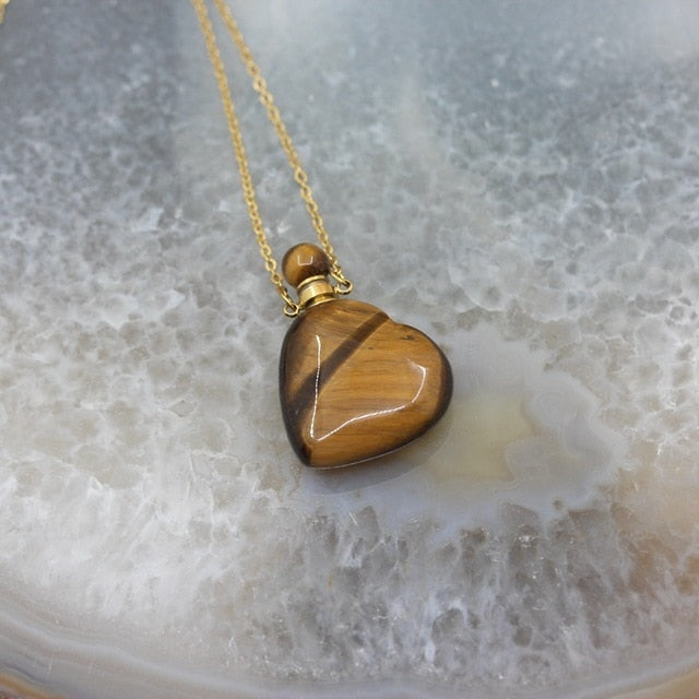 Stone Heart Shaped Perfume Bottle necklace