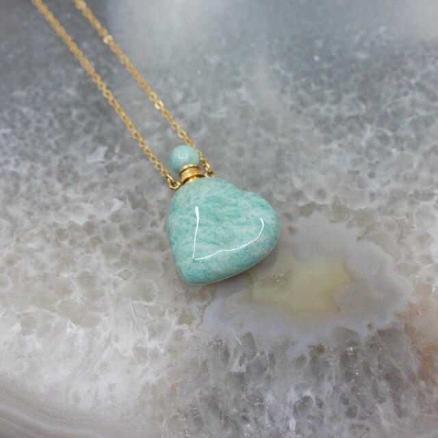 Stone Heart Shaped Perfume Bottle necklace
